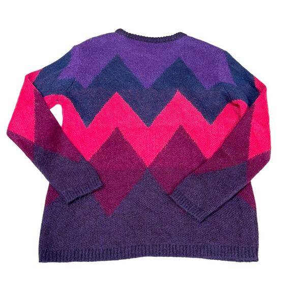 Gemelli Sweater Chevron Mohair Blend Crewneck Purple Blue Pink Women's Small - Picture 10 of 11